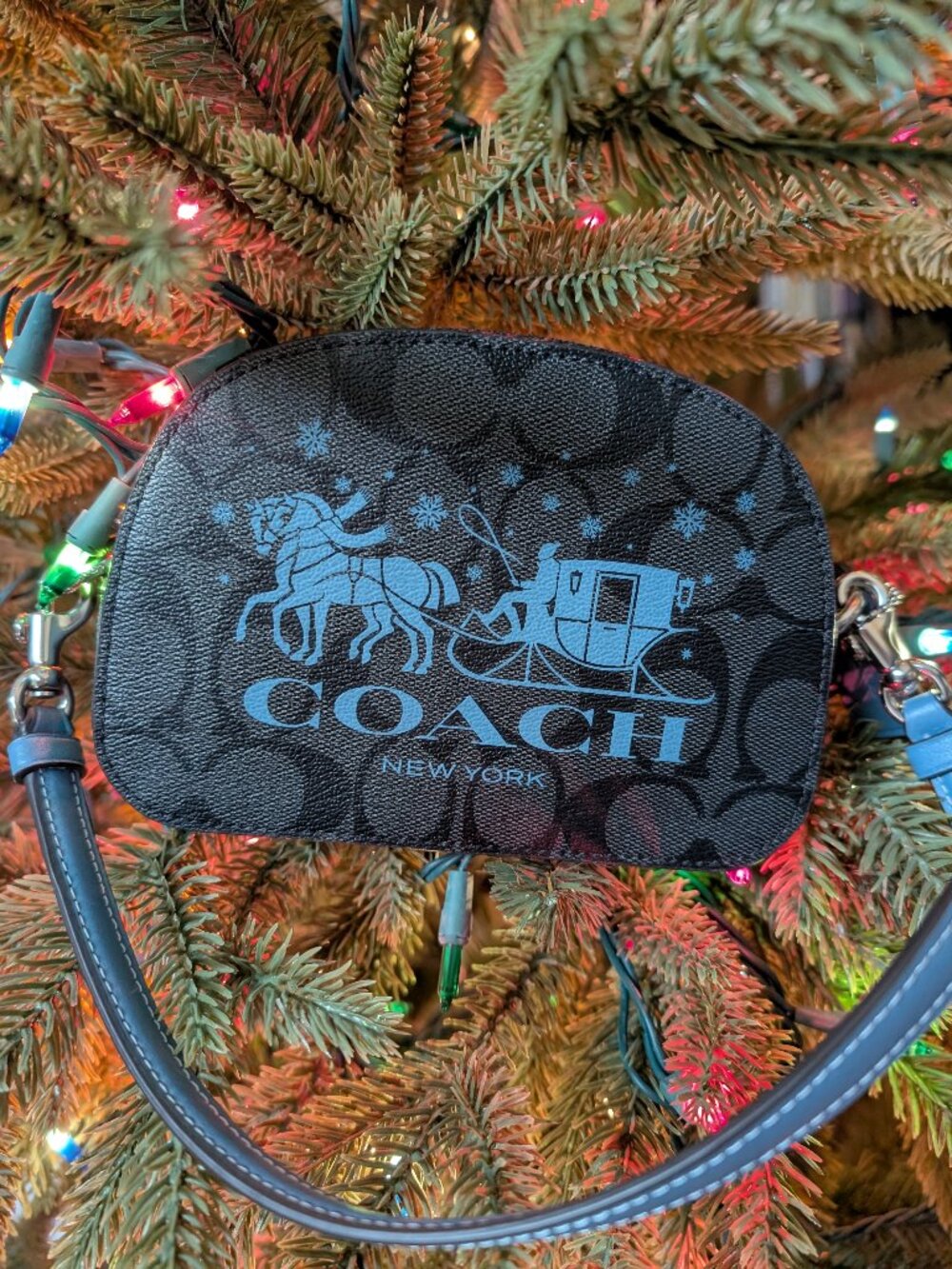 Coach Mini Serena Satchel In Signature Canvas With Horse And Sleigh Crossbody